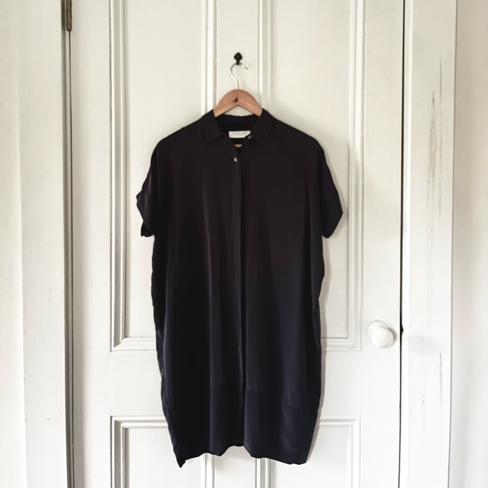 Everlane Navy Silk Square Dress